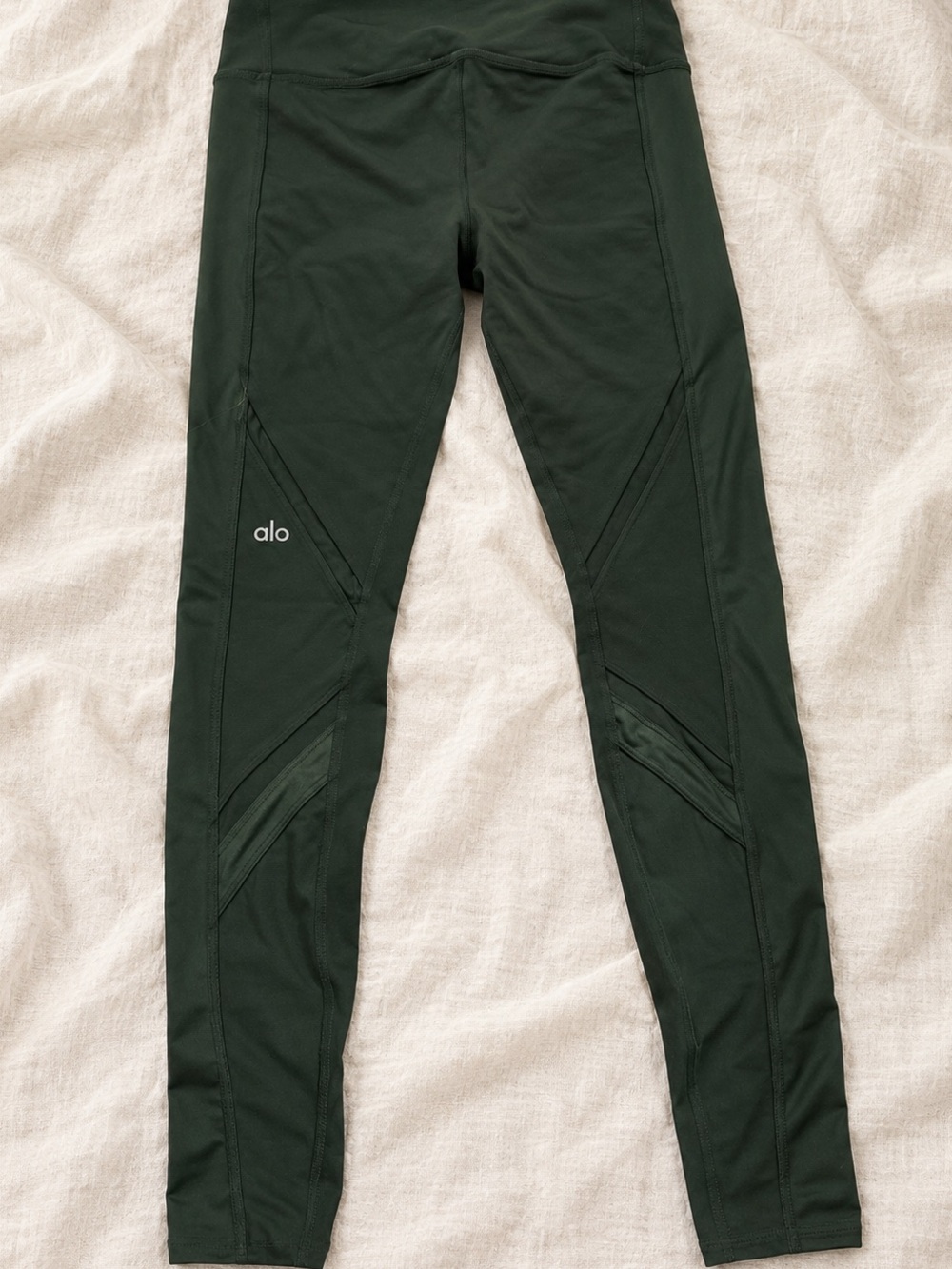 ALO Yoga Epic Legging Hunter Green Mesh Panel High Waist Moto Style Size XS